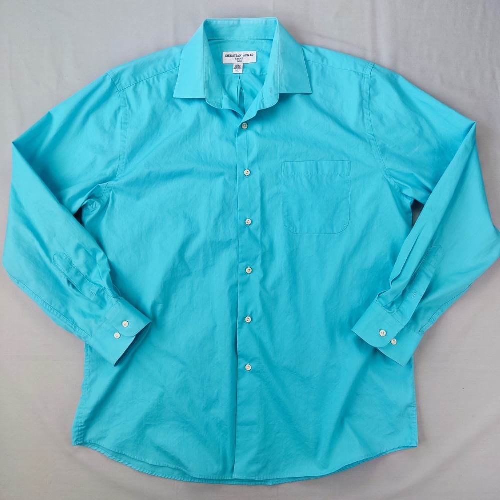 Christian Aujard Dress Shirt‎ Mens L Turquoise Liberte Long Sleeve Button Down